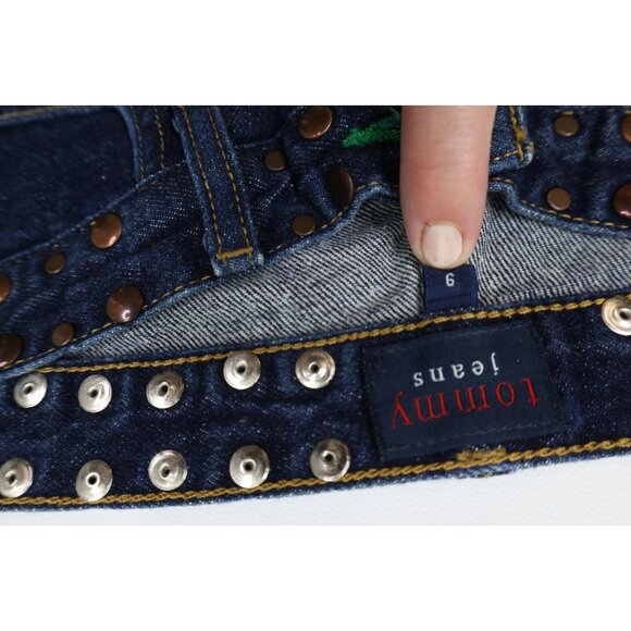 Vintage Y2K 2000 Tommy Hilfiger Womens 9 Copper Rivet Hipster Flared Denim Jeans - Picture 8 of 15
